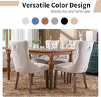Modern Dining Chairs Set of 6, Tufted Upholstered Dining Chair with Solid Wood Legs, Beige Velvet Accent Chair, Sillas de Comedor, 6 Dining Chairs (Beige, Velvet, 6Pcs)
