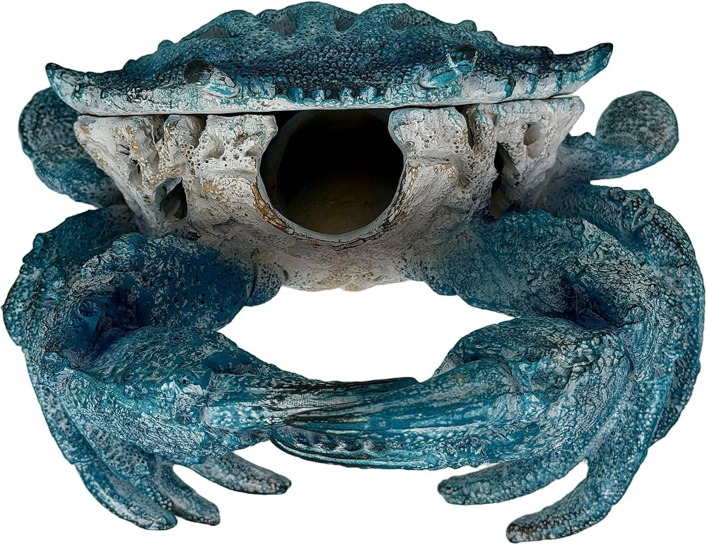 Crab Wine Bottle Holder, 8 Inch Turquoise Resin with Coral-Look Center | Rais...