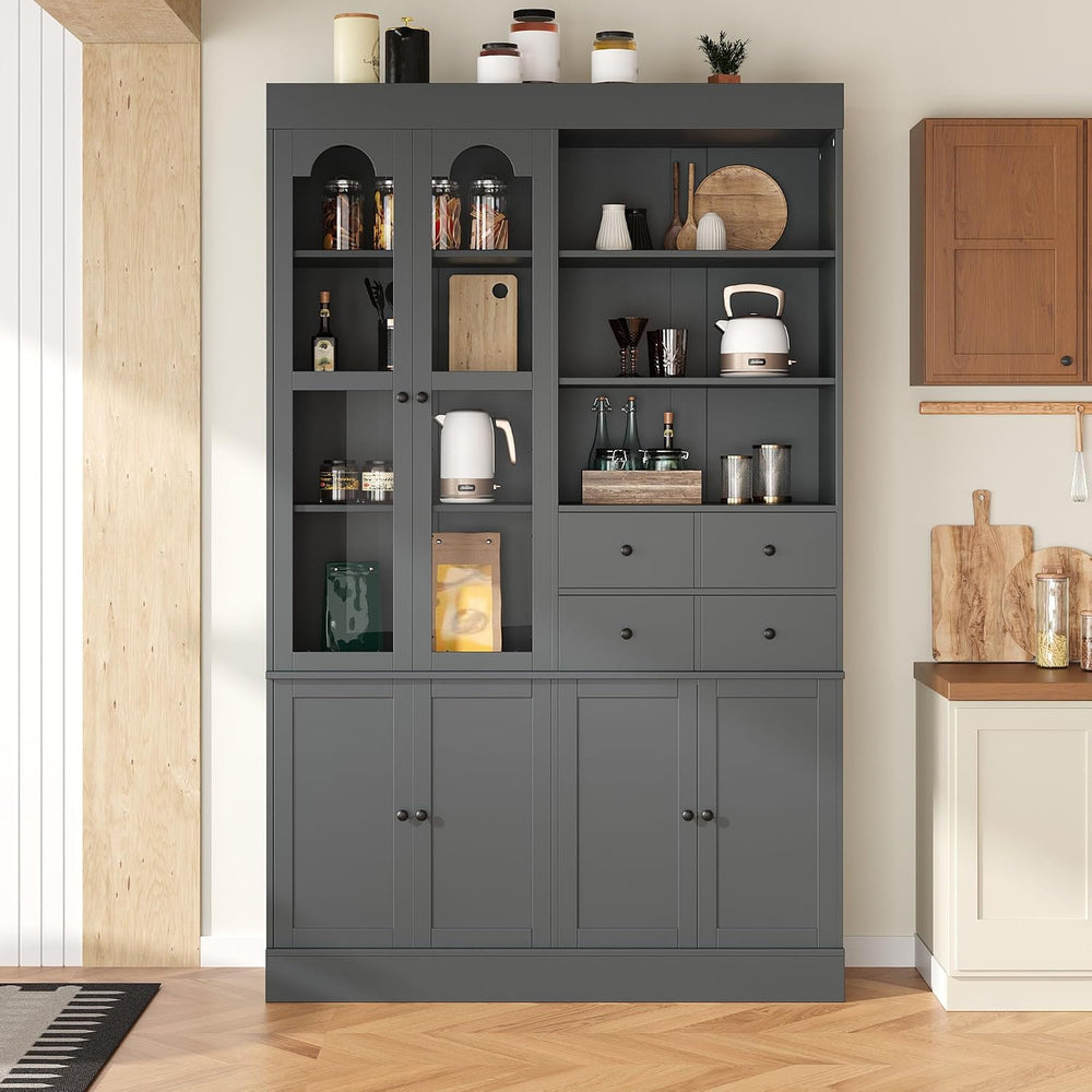 71" Blue Kitchen Pantry Cabinet, Tall Kitchen Storage Cabinets with Door...