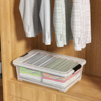 4 Packs 20 L Clear Plastic Underbed Storage Bins with Lids and Wheels, Plastic Storage Totes