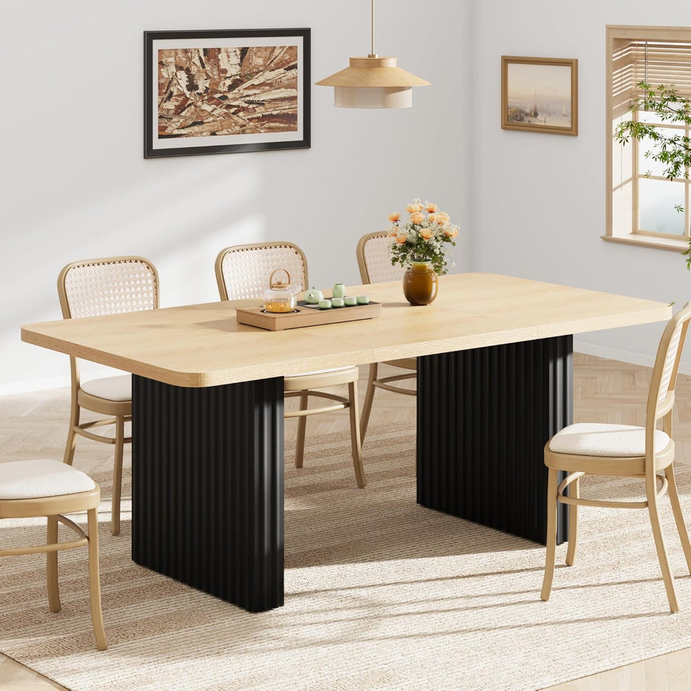 Garvee Modern Dining Table for 6-8, 71" Rectangular Farmhouse Kitchen Ta...