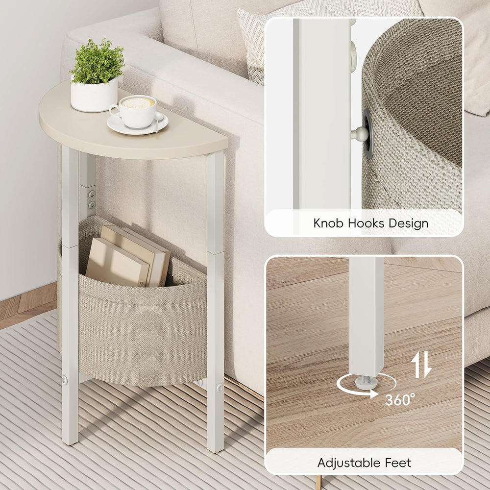 Vagusicc Small Round Side Table End Table, Tall Accent Table with Storage Bas...