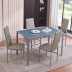 PU Dining Chairs Set of 4, Modern Kitchen & Dining Room Chairs Faux Leather Upholstered Dinner Chairs with Metal Legs for Small Space (Gray, Crossbar)