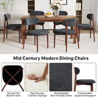 Wooden Dining Chair Set of 1, Modern Dining Chairs with with Curved Back, Fabric Upholstered Kitchen Dining Room Chairs with Adjustable Legs for Farmhouse Dining Living Room,Dark Grey