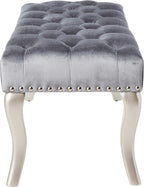 Roundhill Furniture Decor Maxem Tufted Fabric Upholstered Seat with Nailhead Trim Bench, Gray