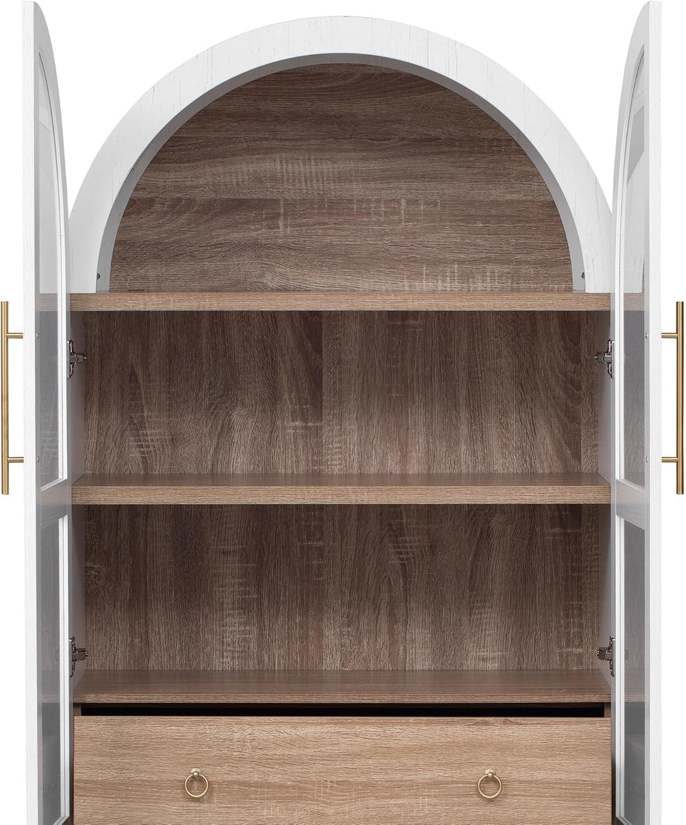 KLMM 71" Tall Arched Kitchen Pantry with Door Shelves,Storage Cabinets w...