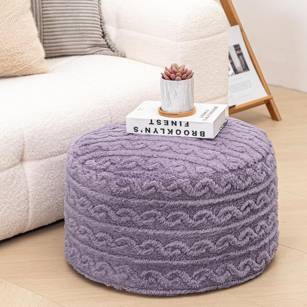 Pouf Ottoman Stuffed 20x20x12 Inches Floor Pouf Plush Fiber Ottoman Foot Rest...