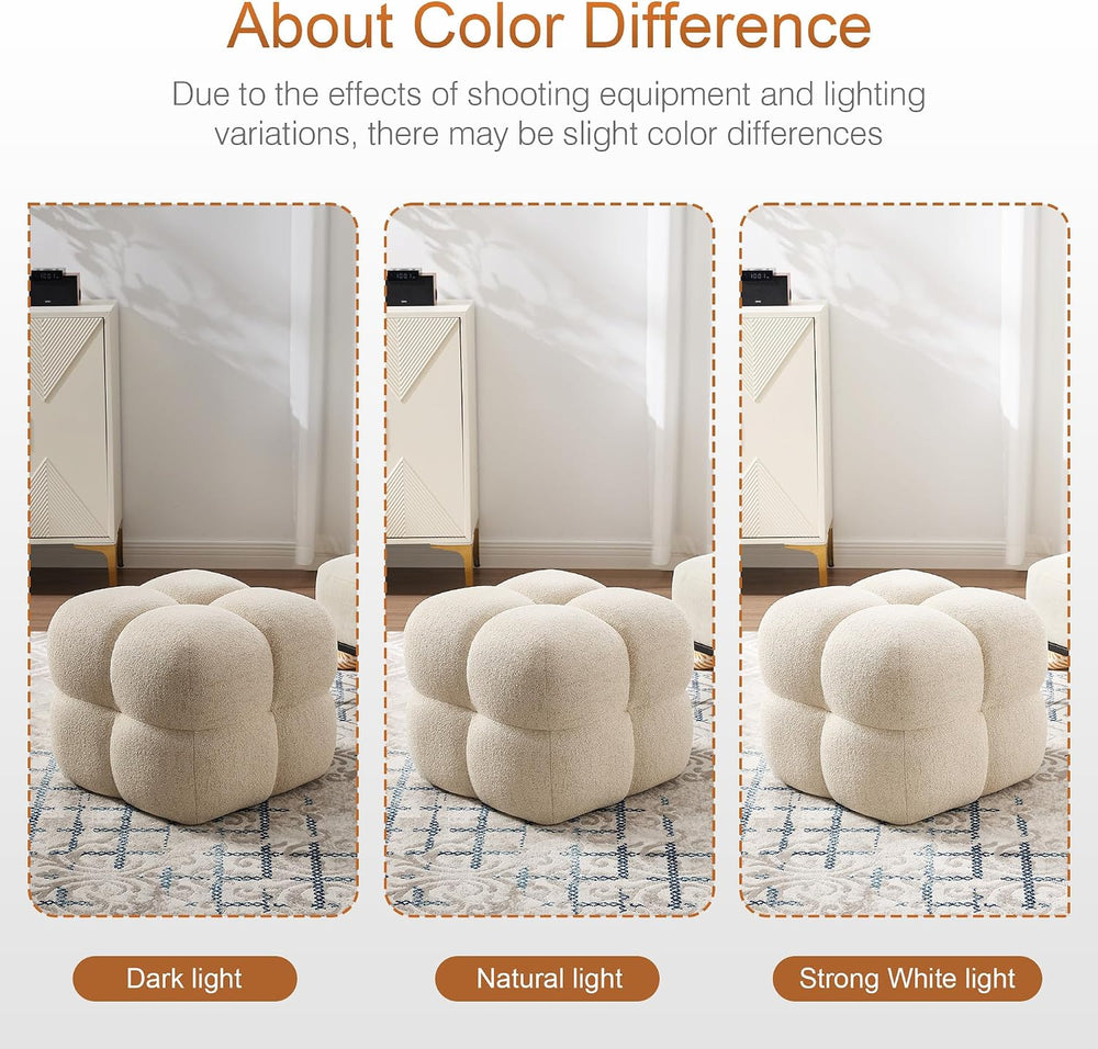 Zesthouse Square Pouf Ottoman Footstool, Modern Vanity Chair for Bedroom | Li...