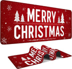 Merry Christmas Gaming Mouse Pad 31.5"x11.8"Desk Mat Anti-Slip Rubber Base & Durable Stitched Edges for Gamers Smooth Mouse Writing Surface for Desk Office/Home