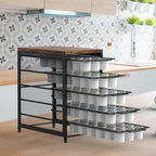 Coffee Pod Drawer for K Cups 90 Pod Pack Capacity Rack K Cups Holder Drawer Organizer for Coffee Station 5 Tier K Cups Coffee Pods Holder Suit for Home Office Cafe Counter, Black and Brown