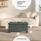 STORAGEBUD Storage Ottoman Bench with Bins, 30-in Storage Bench for Bedroom End of Bed, Folding Foot Rest Ottoman for Living Room Max 660lbs, Faux Leather Ottomans, Green