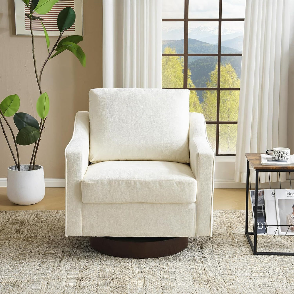 VINGLI Mid-Century Modern Swivel Accent Chair, 360°Upholstered Armchair, Home...