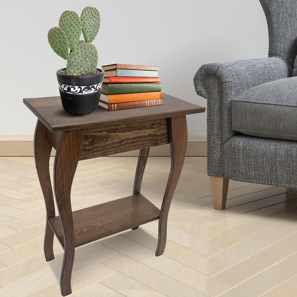 Peaceful Classics Wooden End Table- Amish Handmade Slim Side Table for Living...