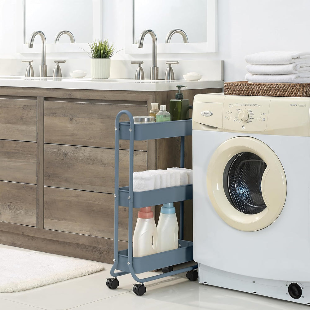 SunnyPoint Slim Rolling Storage Cart, 3 Tier Bathroom Storage Organizer Bathr...