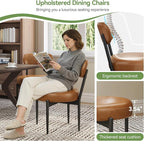 Upholstered Dining Chairs Set of 4, PU Leather Dining Room Chairs with Sturdy Metal Legs, Kitchen Chairs for Dining Room/Kitchen/Restaurant/Hotel, Modern Style, Brown