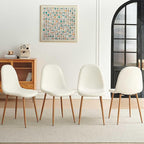 NORDICANA Set of 4 Dining Kitchen Mid-Century Modern Chairs with Metal Legs and Faux Fur Cushion for Living Room Kitchen Small Space, White