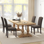 LSSPAID Dining Chairs Set of 4, Modern Comfy Linen Upholstered Parsons Dining Room Chairs with Bronze Nail Head Trim and Brushed Solid Wood Legs, Coffee