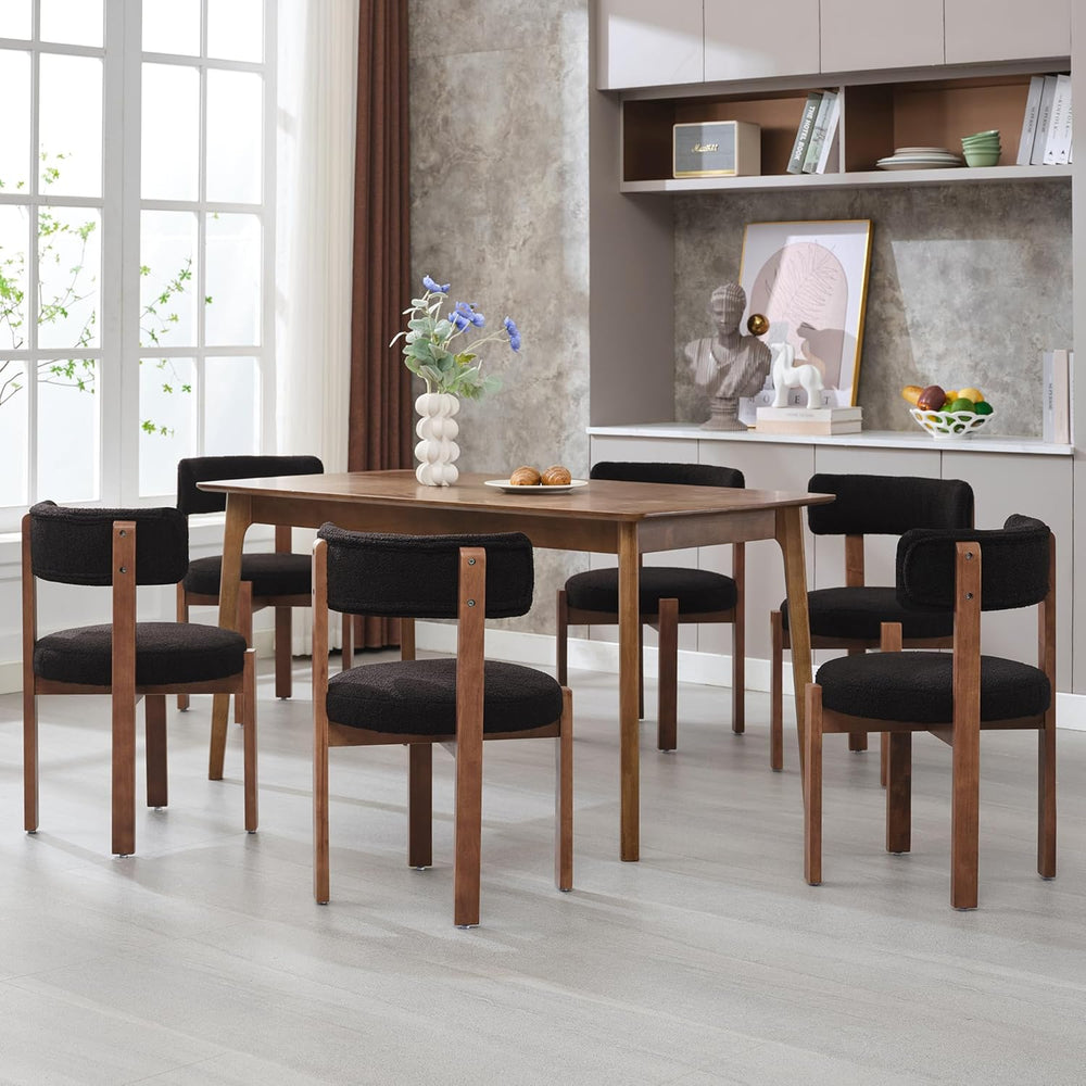 Okeysen Modern Dining Chairs Set of 4, Round Upholstered Armless Kitchen Chai...