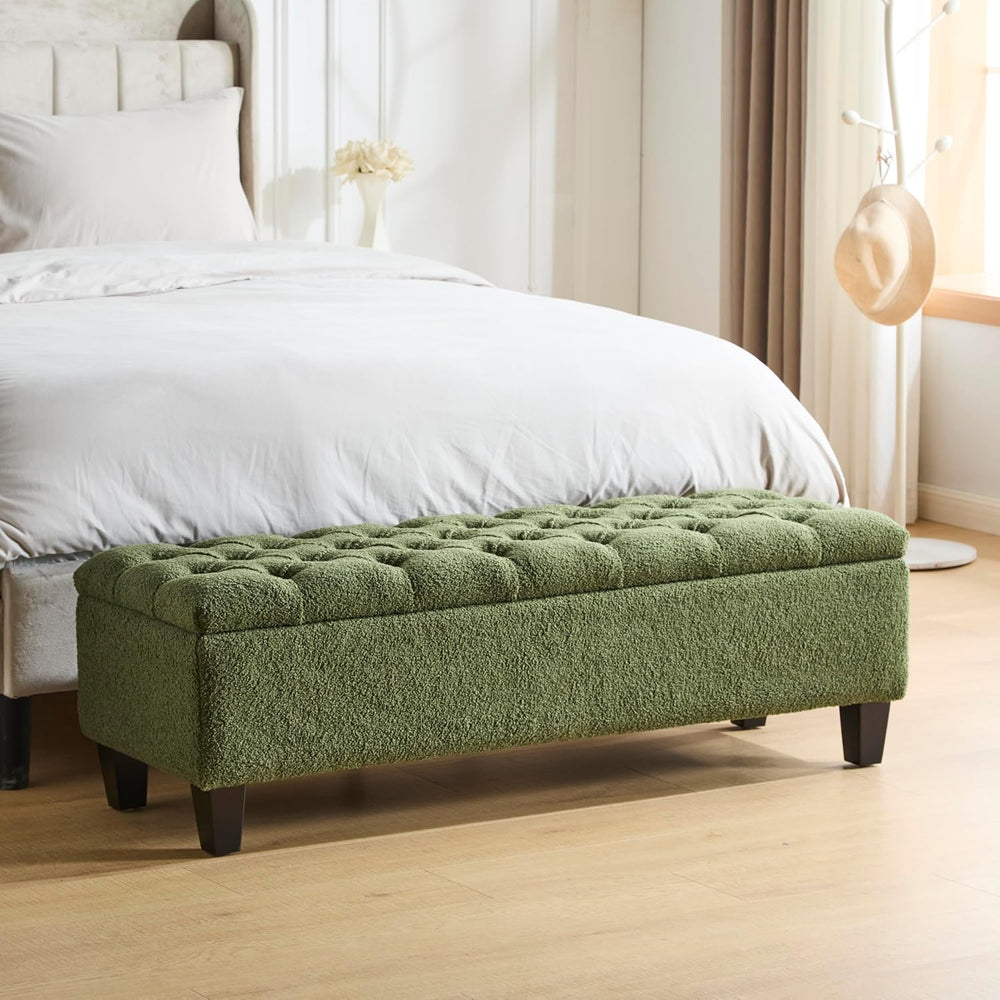 Christopher Knight Home Ottilie Boucle Fabric Storage Ottoman Bench, Wooden R...