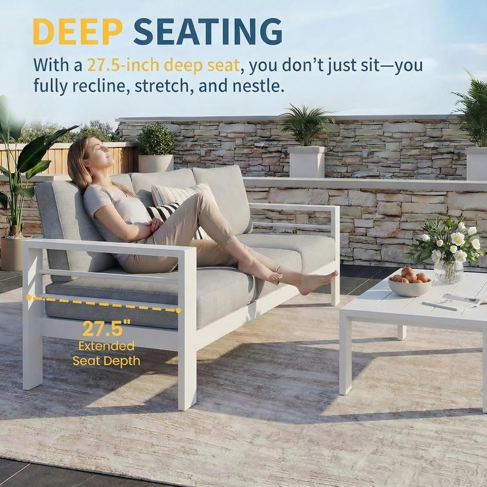 Solaste Aluminum Patio Furniture Set for All Weather, Oversized Metal Outdoor...
