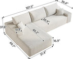 Eafurn Oversized L-Shaped Modular Sectional Sofa with Chaise, Fluffy Corduroy Upholstered Boneless Couch with Deep Seat, Minimalist Flexible Combination for Living Room | Breathable material, Full Foam, Anti-slip
