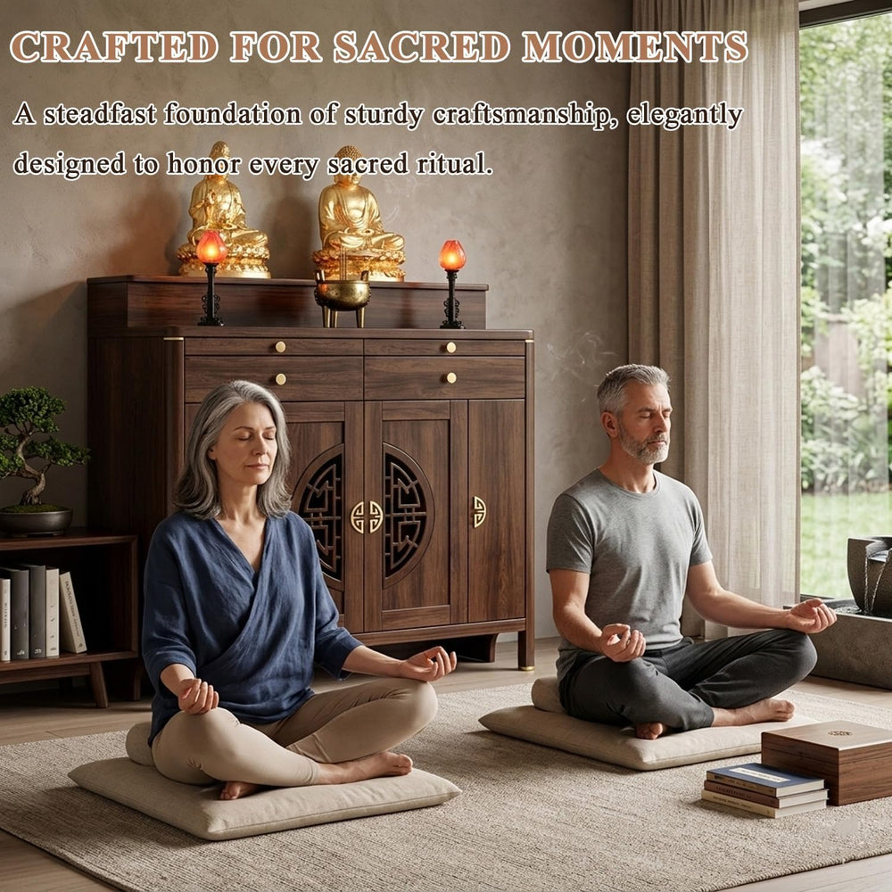 Personal Shrine Altar Table, Solid Wood Frame Buddhist Altar Cabinet, Meditat...