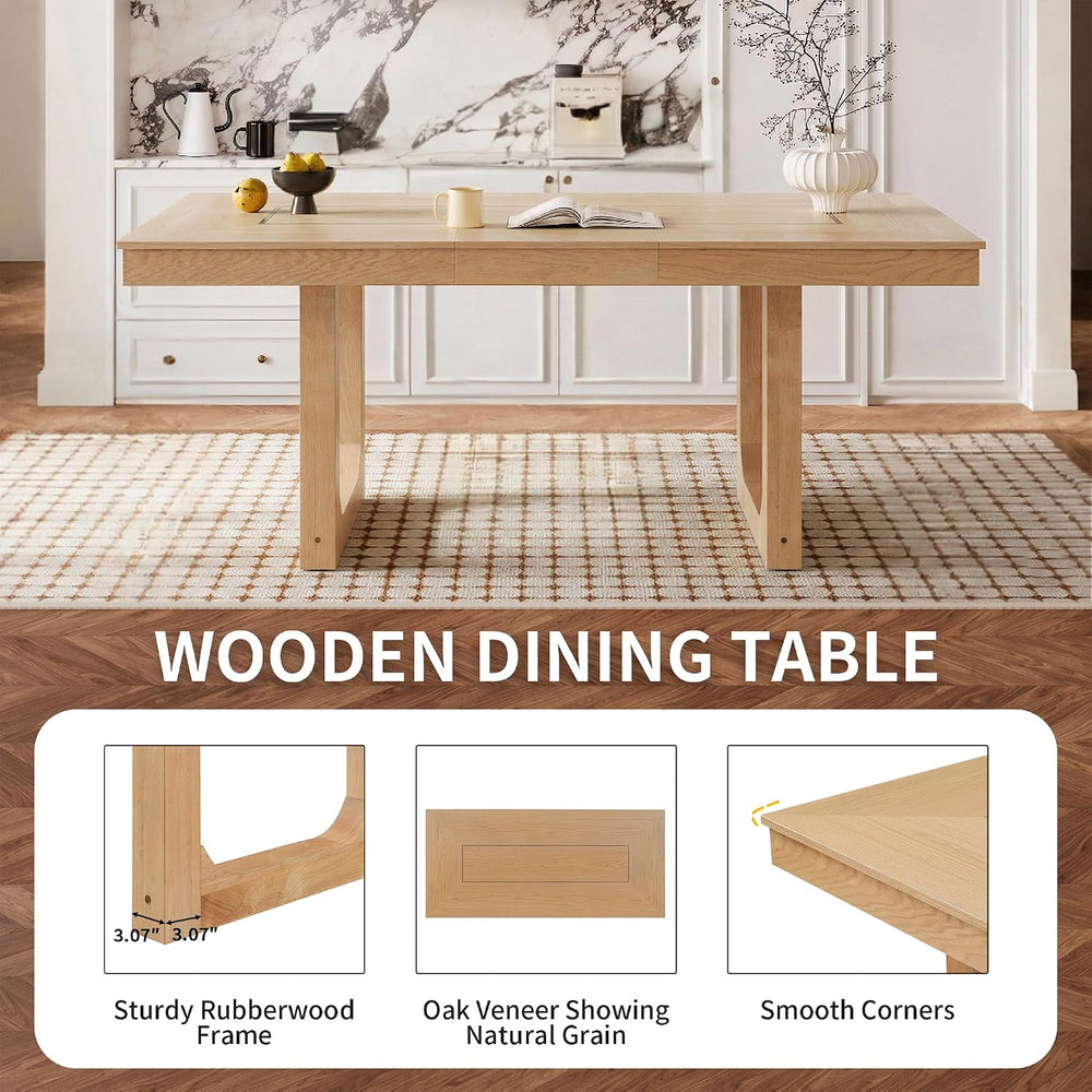 P PURLOVE 7 Piece Extendable Dining Table Set, Wooden Rustic Extendable Table...