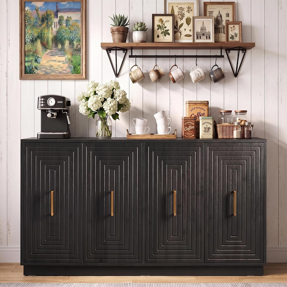 RoyalCraft Buffet Cabinet with Storage, Modern Fluted Sideboard