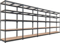 HOMEDANT 5-Tier Laminated Boltless Heavy Duty Metal Shelving Unit Adjustable Garage Storage Utility Rack Shelves Organization Multipurpose Shelf Warehouse Industrial (4, (L) 39.8" W, Black)
