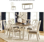 Signature Design by Ashley Realyn French Country Ribbon Back Dining Chair, 2 Count, Chipped White