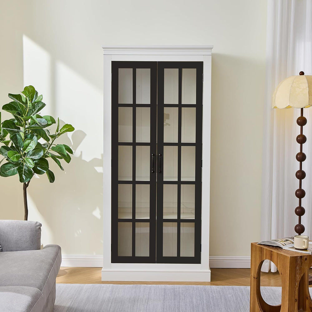roomfitters 71.2'' Pantry Cabinet with Glass Door, Farmhouse Display ...