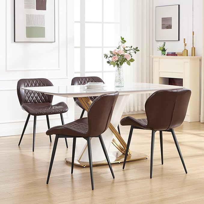 Dining Chairs Set of 4, Comfy Modern Dining Chairs with Thick Cushions, Uphol...