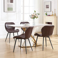 Dining Chairs Set of 4, Comfy Modern Dining Chairs with Thick Cushions, Upholstered Faux Leather Kitchen Side Chairs with Adjustable Metal Legs for Dining Room (Coffee)