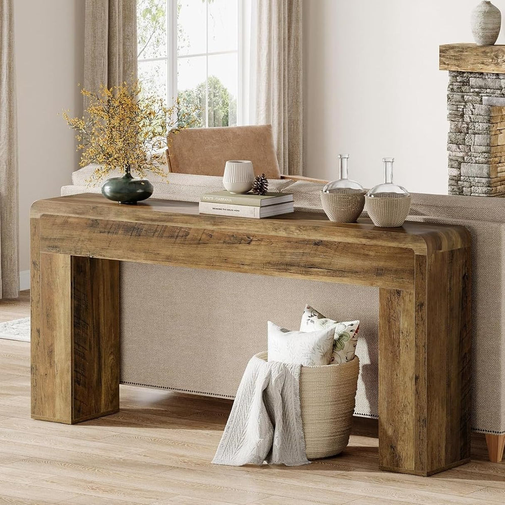 Tribesigns 70.9-Inch Extra Long Console Table | Rustic Wooden Sofa Table Behi...
