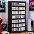 Metal DVD Storage Shelves, 7-Tier CD Storage Rack with Adjustable Shelves, DVD Organizer Shelf, Media Cabinet for CD Holder, Movies, Blu rays, Games for Living Room & Home Office (Black)