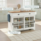 Walker Edison Carolina Modern Free-Standing 48 Inch Kitchen Island with Drawers, White
