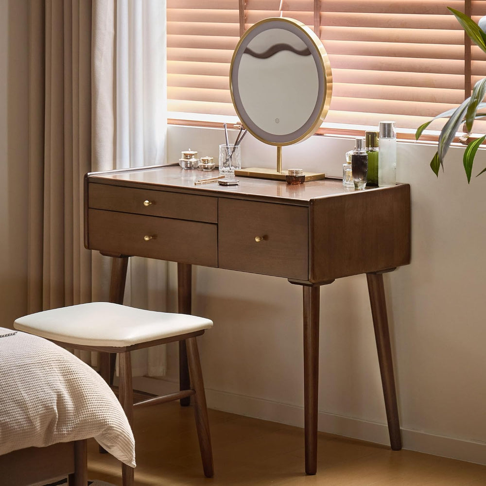 Vanity Desk, Solid Rubberwood Dressing Table, Study Desk and Vanity Table for...