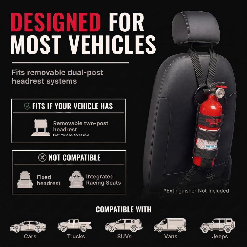 Car Fire Extinguisher Mount for Vehicle Seat Headrest, Molle