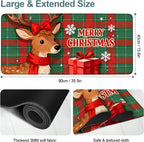 Merry Christmas-Elk Gaming Mouse Pad 35.4"x15.7"Desk Mat Anti-Slip Rubber Base & Durable Stitched Edges for Gamers Smooth Mouse Writing Surface for Desk Office/Home