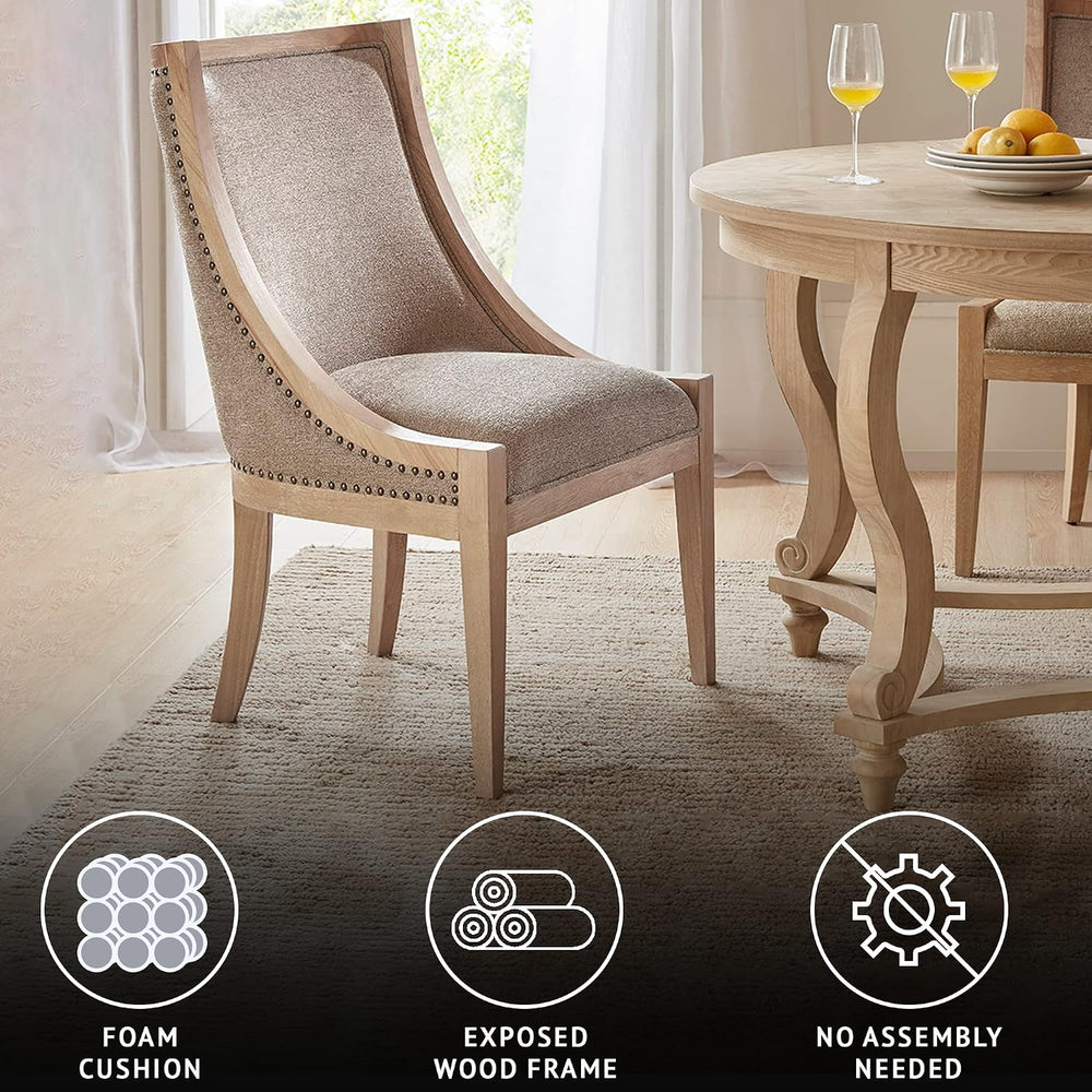 Martha Stewart Farmhouse Dining Room Chair, Recessed Arm Chair for Bedrooms, ...