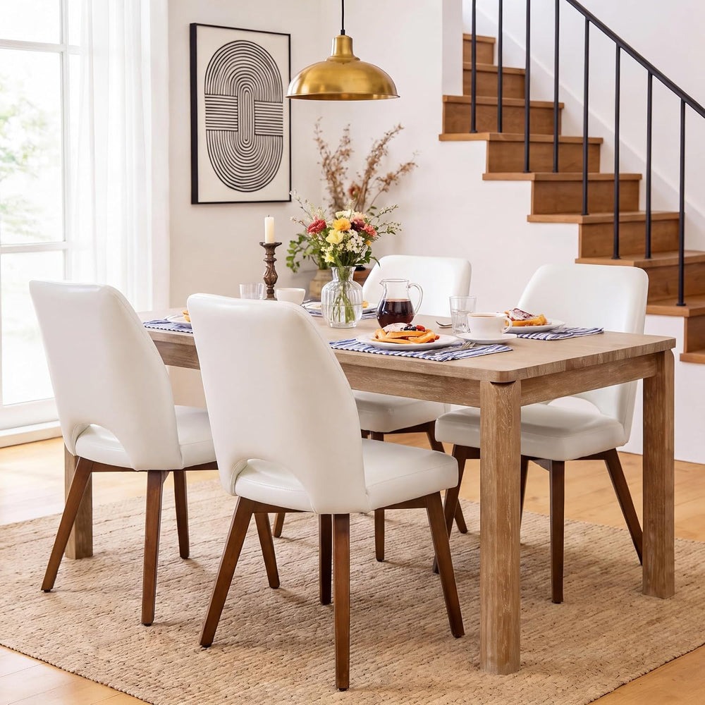 Dining Chairs Set of 4, Upholstered Kitchen Chairs, White
