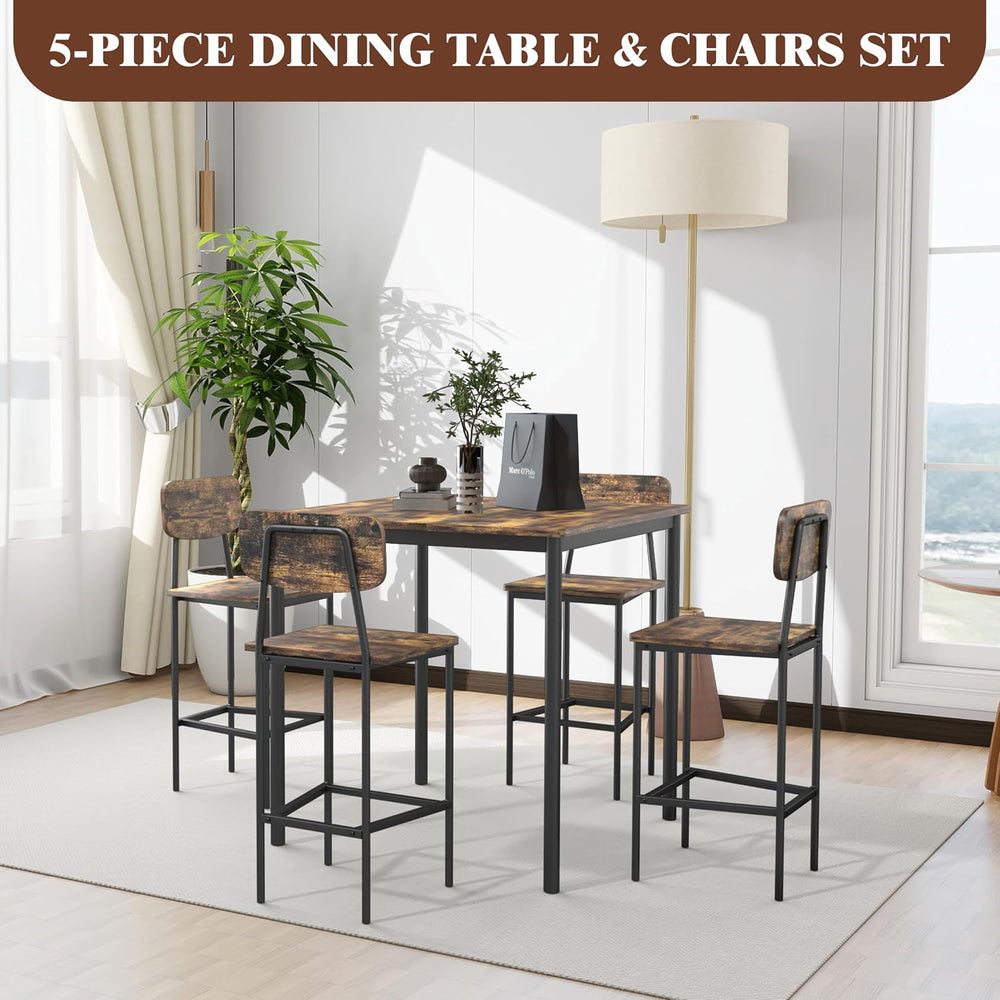Kitchen Table and Chairs of 4, 5 Piece Dining Table Set, Sturdy Industrial Sp...