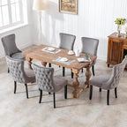 Modern Dining Chairs Set of 6, Upholstered Dining Chair with Full Back and Button Tufting, Grey Velvet Accent Chair, Sillas de Comedor, 6 Dining Chairs (Gray, Velvet, 6Pcs)