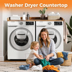 Washer Dryer Countertop, Wood Countertop with Edge Rails for Laundry Room Organization and Storage, Washer Dryer Topper for Laundry Room, 27.5" x 54" (Walnut Wood)