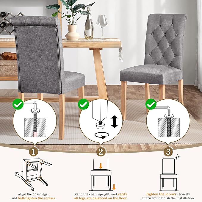 Yaheetech Dining Chairs Set of 6 Fabric Upholstered Dining Room Chairs with B...