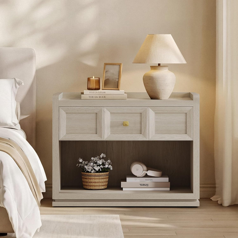 SICOTAS 31" Wide Nightstands Set of 2, Large Night Stands with Drawer | ...