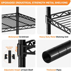 Storage Shelves Heavy Duty, 3 PCS 36" L x 14" W x 72" H Garage Wire Shelving Unit Loads 1750LBS, 5-Tier Adjustable Metal Industrial Utility Shelf Rack for Kitchen, Laundry Room, Warehouse, Basement