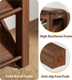 AQIMUELE Rubberwood Shoe Bench with Leather Cushion and Slanted Shelves | Solid Wood Shoe Storage Bench with 2 Tier Shelves and Anti-slip Foot Pads,Shoe Rack for Entryway,Hallway,Living Room,Walnut