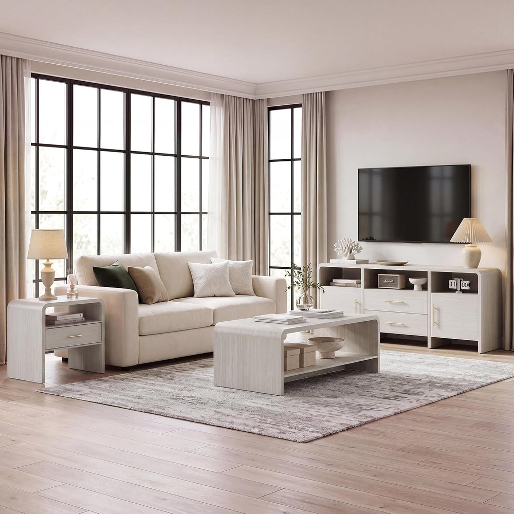 48" Coffee Table with Open Storage Shelf, 2-Tier Minimalist Wooden Coffe...