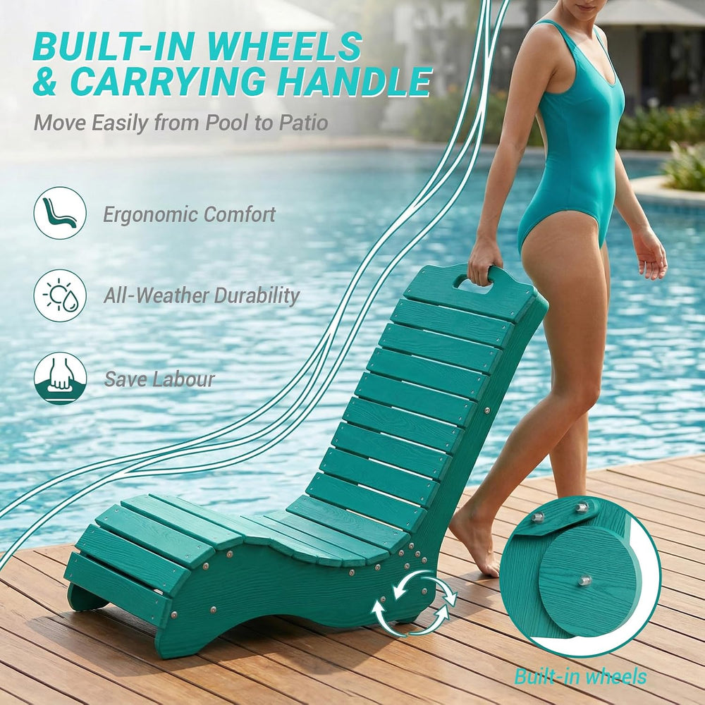 Skybright HDPE Pool Lounge Chairs Set of 2, in-Pool Chaise Lounge Outdoor wit...